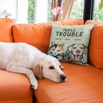 Taie de Coussin Personnalisée avec Dessin de Chien Chat et Nom Cadeau Anniversaire pour Ami qui Aime les Animaux