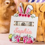 Personalisierte hölzerne Osterkorb Tag Bunny Geldhalter mit Namen Ostern Geschenk für Kinder