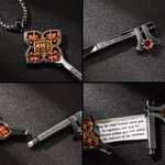 Personalized Thorns Iris Cross Gothic Key Necklace with Removable Compartment and Paper Vintage Jewelry Gift for Gothic Lover