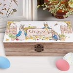 Personalised Peter Rabbit Bunny Wooden Storage Box Easter Birthday Gift for Kids Friend