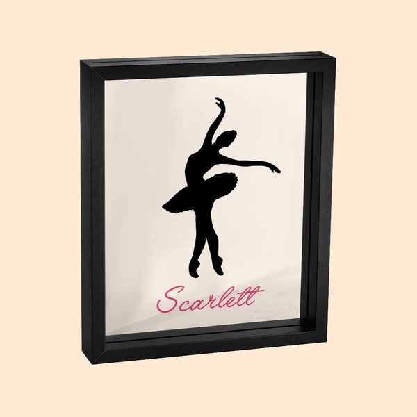 Décor Tableau en Verre Personnalisé avec Silhouette de Ballerine et Nom Cadeau Anniversaire pour Femme