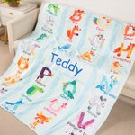 Personalised  Zoo Alphabet Enlightenment Education Fleece Soft Blanket with Name Gift for Baby Kid