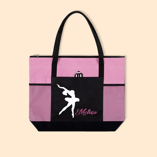 Sac à Main Personnalisé avec Nom et Motif Ballet Sac à Fermeture Éclair Cadeau Anniversaire pour  Ballerine Amatrice de Danse