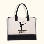 Personalizzato danza Ballerina Ballet Pose Canvas Tote Bag con nome Grande capacità Compleanno Anniversario Regalo per lei