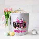 Panier de Bonbons Sac Personnalisé avec Nom Motif Lapin Carotte Cadeau de Pâques pour Enfant