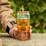 Personalized Highland Cow Clear Can Glass with Name and Straw and Lid Birthday Gift for Highland Cow Lovers