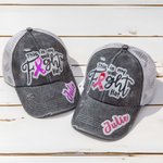 Personalisierte Dies ist mein Kampf Hut Glitter Name Baseballmütze mit Schleife Brustkrebs inspirierendes Geschenk für sie