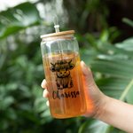 Personalized Highland Cow Clear Can Glass with Name and Straw and Lid Birthday Gift for Highland Cow Lovers
