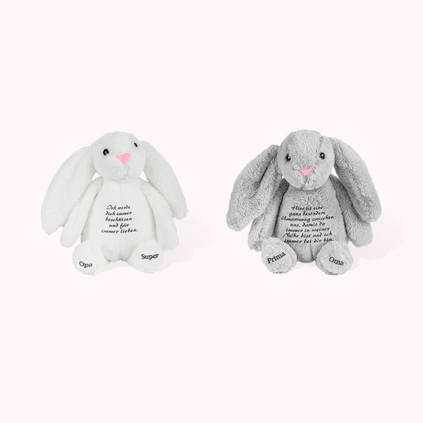 Personalisierter Plüsch-Hase aus Baumwolle Kaninchen Spielzeug mit Text Ostern Geschenk für Kinder
