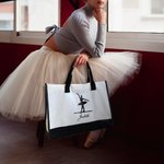 Personalizzato danza Ballerina Ballet Pose Canvas Tote Bag con nome Grande capacità Compleanno Anniversario Regalo per lei