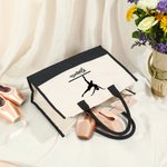 Personalizzato danza Ballerina Ballet Pose Canvas Tote Bag con nome Grande capacità Compleanno Anniversario Regalo per lei