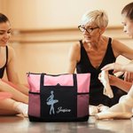 Sac à Main Personnalisé avec Nom et Motif Ballet Sac à Fermeture Éclair Cadeau Anniversaire pour  Ballerine Amatrice de Danse