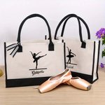 Personalizzato danza Ballerina Ballet Pose Canvas Tote Bag con nome Grande capacità Compleanno Anniversario Regalo per lei