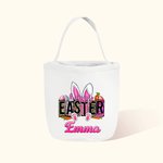 Panier de Bonbons Sac Personnalisé avec Nom Motif Lapin Carotte Cadeau de Pâques pour Enfant