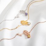 Bracelet Personnalisé avec Breloques Pierre et Fleur de Naissance Cadeau de Fête des Mères Anniversaire de Mariage pour Femme