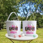 Panier de Bonbons Sac Personnalisé avec Nom Motif Lapin Carotte Cadeau de Pâques pour Enfant