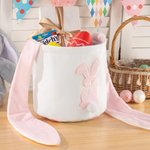 Adorable Conejito de Orejas Largas Personalizado Cesta de Pascua Organizador de Juguetes con Nombre Bordado Huevos de Pascua Caza Regalo para Niños