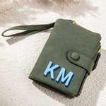 Henkilökohtainen Shadow Monogram Nahka taitettu rannekoru lompakko kortinhaltija Syntymäpäivä Bridal Party lahja hänelle