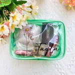 Personalized Birth Flower Clear Makeup Bag with Zipper and Name Water Proof Travel Cosmetic Accessory Birthday Bridesmaid Party Gift for Her