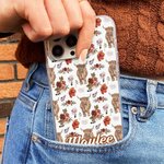 Henkilökohtainen Vintage Flower Highland Cow Puhelin asia iPhone nimi Syntymäpäivälahja perheelle ystävä