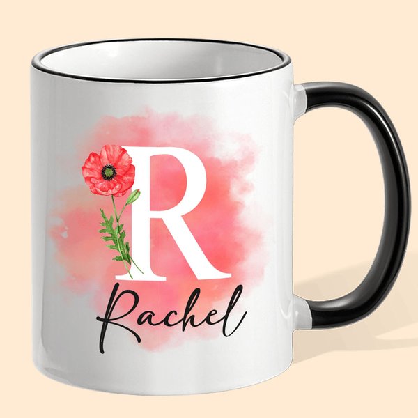 Mug Personnalisé avec Prénom et Initiale Tasse à Café en Céramique Cadeau Fête des Mères Anniversaire Mariage pour Femme