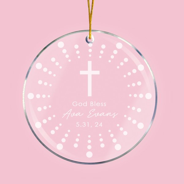 Ornement en Acrylique Personnalisé avec Nom et Date Cadeau Baptême pour Filleul Filleule