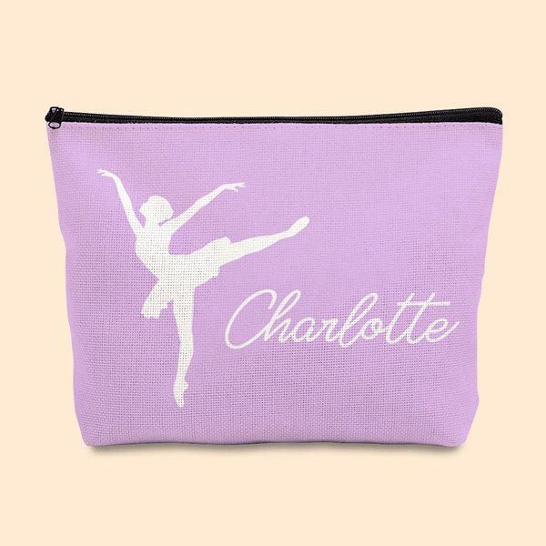 Personalizzato Ballerina Silhouette Makeup Bag con nome Festa della Mamma Compleanno Anniversario Regalo per Lei