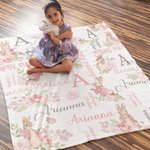 Couverture Personnalisée avec Prénom et Initiale Motif Lapin Pierre Cadeau Anniversaire pour Enfant
