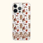 Henkilökohtainen Vintage Flower Highland Cow Puhelin asia iPhone nimi Syntymäpäivälahja perheelle ystävä