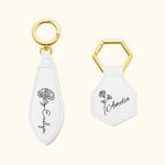 Gepersonaliseerde Geboorte Bloem Sterke Magnetische Leren Naam Hoed Clip met Gouden Gesp Reis accessoire Gift voor Vrouwen