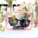 Personalized Birth Flower Clear Makeup Bag with Zipper and Name Water Proof Travel Cosmetic Accessory Birthday Bridesmaid Party Gift for Her