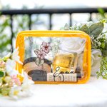 Personalized Birth Flower Clear Makeup Bag with Zipper and Name Water Proof Travel Cosmetic Accessory Birthday Bridesmaid Party Gift for Her