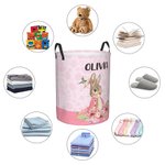 Panier à Linge Imperméable Personnalisé avec Nom et Lapin Pierre Floral Grande capacité Cadeaux de Pâques pour Enfant