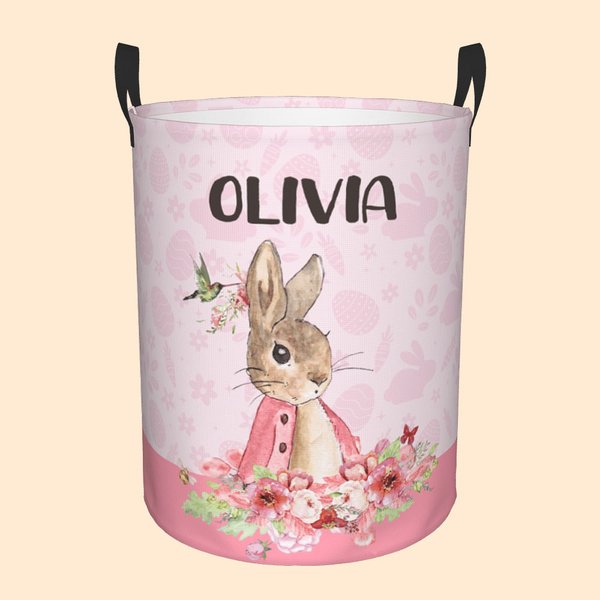 Personalizzato Peter Rabbit Bunny Floral Laundry Storage Basket Grande capacità impermeabile uovo di Pasqua Organizzatore regalo per bambini