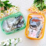 Personalized Birth Flower Clear Makeup Bag with Zipper and Name Water Proof Travel Cosmetic Accessory Birthday Bridesmaid Party Gift for Her