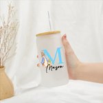 Personalisierte niedliche Osterhase 20oz mattiert kann Glas mit Initialen und Namen Frohe Ostern Geschenk für Freunde Familie