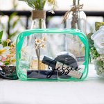 Personalized Birth Flower Clear Makeup Bag with Zipper and Name Water Proof Travel Cosmetic Accessory Birthday Bridesmaid Party Gift for Her