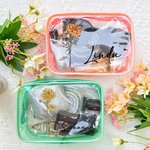 Personalized Birth Flower Clear Makeup Bag with Zipper and Name Water Proof Travel Cosmetic Accessory Birthday Bridesmaid Party Gift for Her