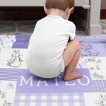 Couverture personnalisée Peter Rabbit Bunny Multicolore Patchwork avec Nom Pâques Cadeau d'Anniversaire pour Enfants