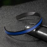 Personalized Police Thin Blue Line Bracelet with Engraved Text Police Officer Law School Graduation Gifts for Him