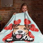 Couverture Personnalisée avec Nom et Motif Chien Chat Coeur Cadeau Anniversaire pour Ceux Qui Aiment les Animaux