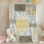 Couverture personnalisée Peter Rabbit Bunny Multicolore Patchwork avec Nom Pâques Cadeau d'Anniversaire pour Enfants