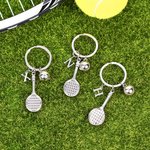 Gepersonaliseerde Tennis Racket en Bal Sleutelhanger met initiaal Bedel Verjaardagscadeau voor tennisser minnaar
