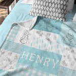Couverture personnalisée Peter Rabbit Bunny Multicolore Patchwork avec Nom Pâques Cadeau d'Anniversaire pour Enfants