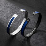 Personalized Police Thin Blue Line Bracelet with Engraved Text Police Officer Law School Graduation Gifts for Him