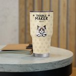 Gepersonaliseerde schattige Paw Trouble Maker 30oz Tumbler Verjaardagscadeau voor huisdierliefhebber