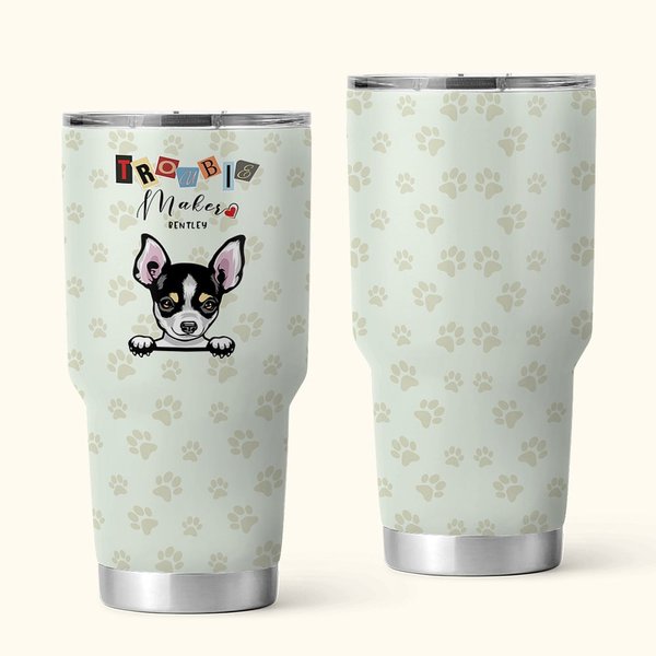 Personalized Trouble Maker Cute Paw Design 30oz Stainless Steel Tumbler Gift for Pet Lover