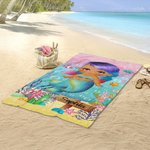 Personalized Quick Dry Pretty Mermaid Super Absorbent Soft Beach Towel with Name Travel Essentials Birthday Gift for Girl