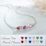 Bracelet familial personnalisé avec 2-5 pierres de naissance et noms - Cadeau anniversaire fête des Mères pour maman grand-mère