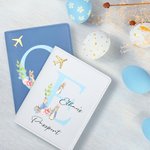 Personalised PU Leather Easter Peter Rabbit Passport Cover with Name and Initial Birthday Easter Gift for Kids Travel Lovers